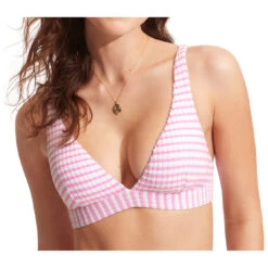 Seafolly Women's Sorrentostripe Longline Tri Bra - Bikini Top